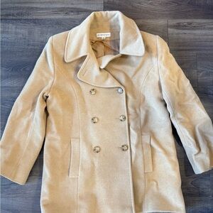 Elegant Tan Double-Breasted Pea Coat
